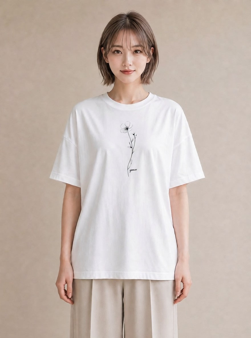 半袖Tシャツ レディース さくら 桜 桜の枝 イラスト ポップ 帰省 ラフ 白T YMAZO