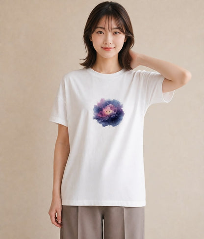 プリントTシャツ レディース 水瓶座 星空 宇宙 イラスト モード 20代 カジュアルコーデ 白T YMAZO