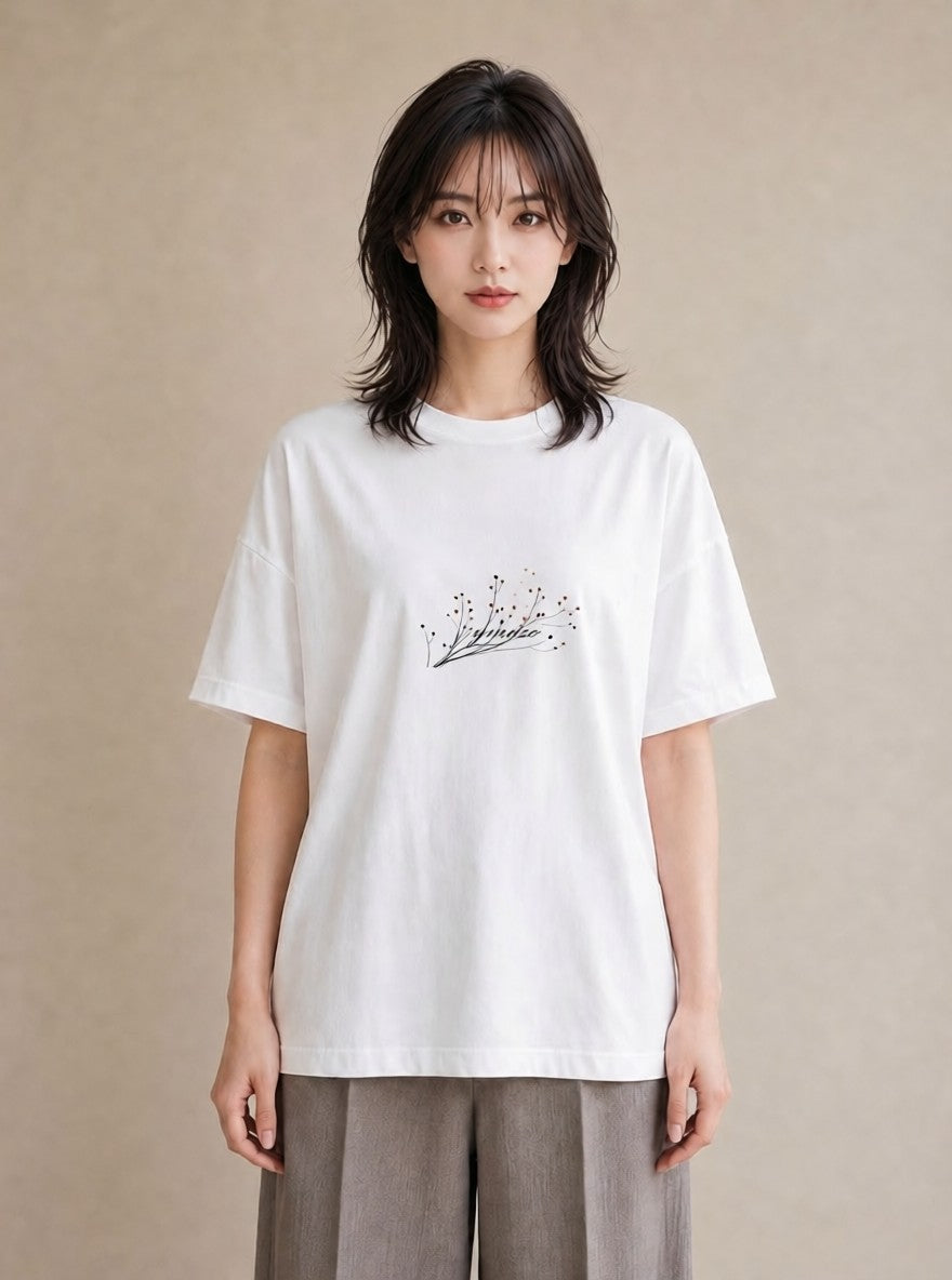 Tシャツ レディース さくら 桜 桜の枝 イラスト モード 自分用 ルームウェア 白T YMAZO