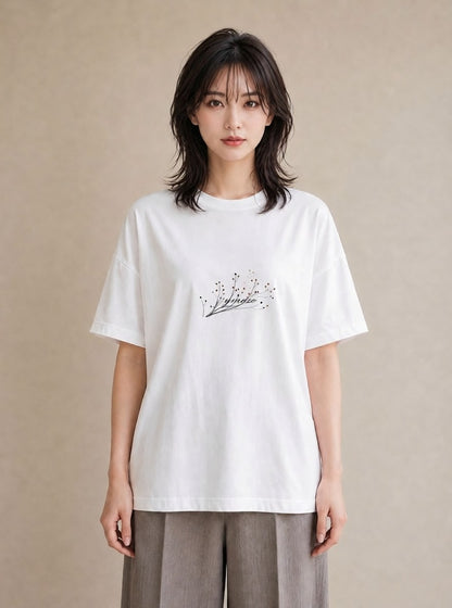 Tシャツ レディース さくら 桜 桜の枝 イラスト モード 自分用 ルームウェア 白T YMAZO