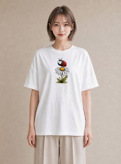 Tシャツ レディース てんとう虫 昆虫 虫 イラスト ニュアンス 親子 20代 白T YMAZO