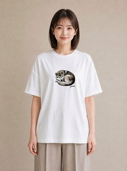 Tシャツ レディース 秋田犬 犬 いぬ イラスト カフェコーデ 敬老の日 ホワイトデー 白T YMAZO