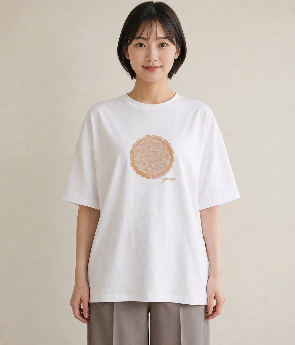 デザインTシャツ レディース パン 食べ物 フード イラスト ポップ 自分用 ルームウェア 白T YMAZO