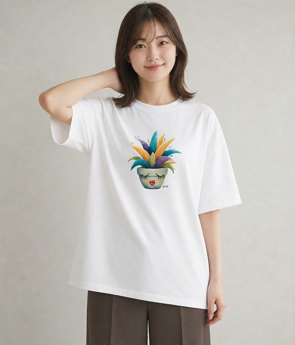 グラフィックTシャツ レディース 多肉植物 植物 ボタニカル イラスト きれいめ 秋コーデ おしゃれギフト 白T YMAZO