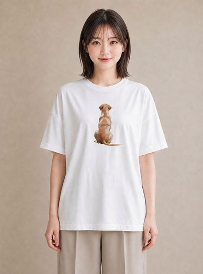 デザインTシャツ レディース わんちゃん 犬 いぬ イラスト ラフカジュアル 女性 旅行用 白T YMAZO