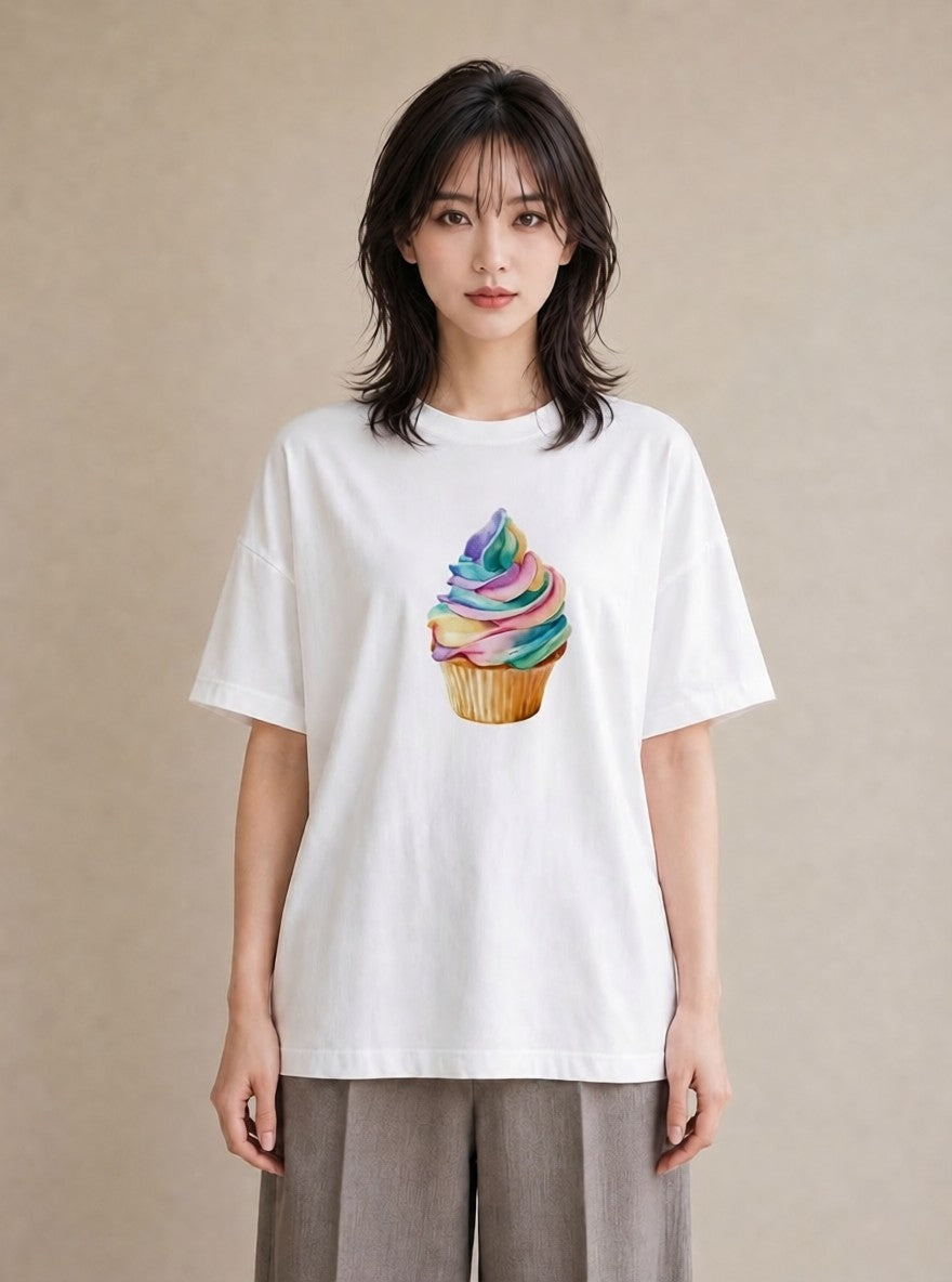 グラフィックTシャツ レディース マカロン 食べ物 フード イラスト カフェコーデ ママ カフェ服 白T YMAZO