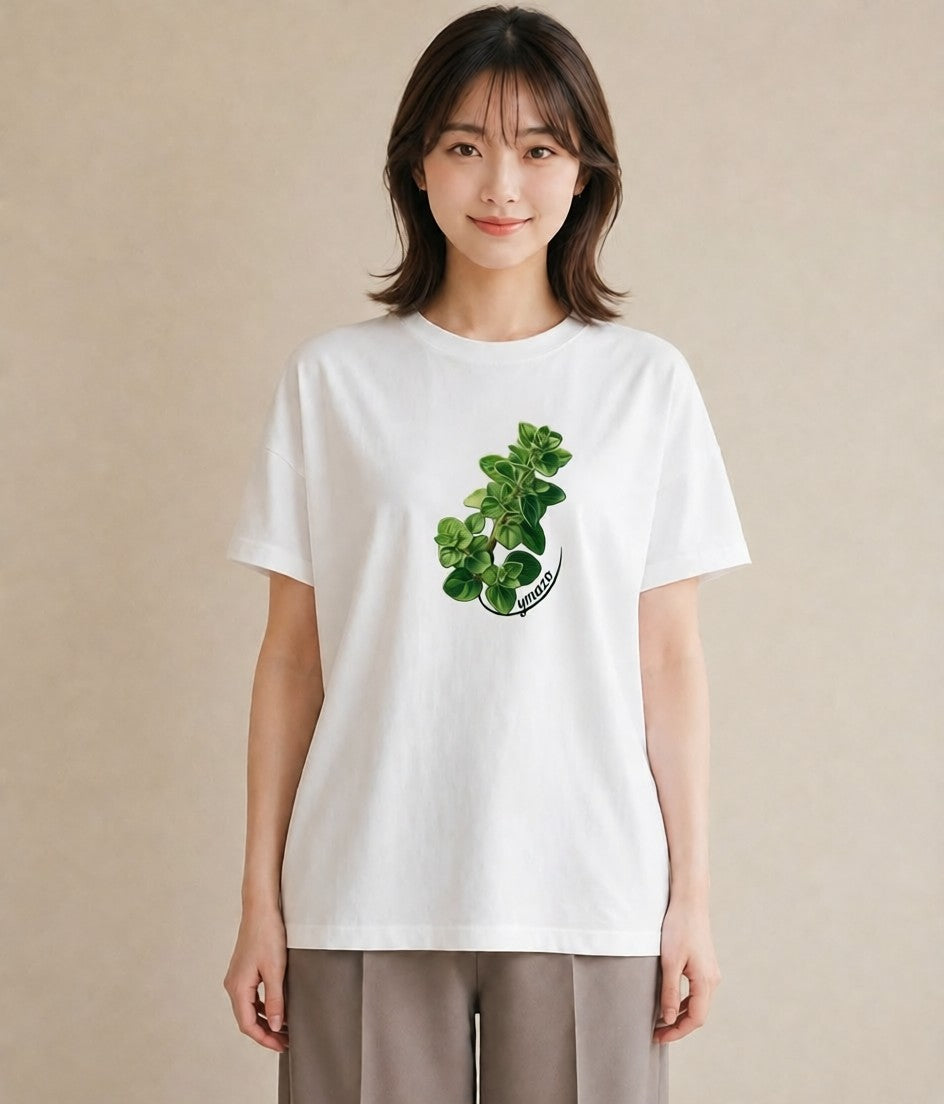 グラフィックTシャツ レディース ハーブ 植物 ボタニカル イラスト ユニーク 敬老の日 ホワイトデー 白T YMAZO