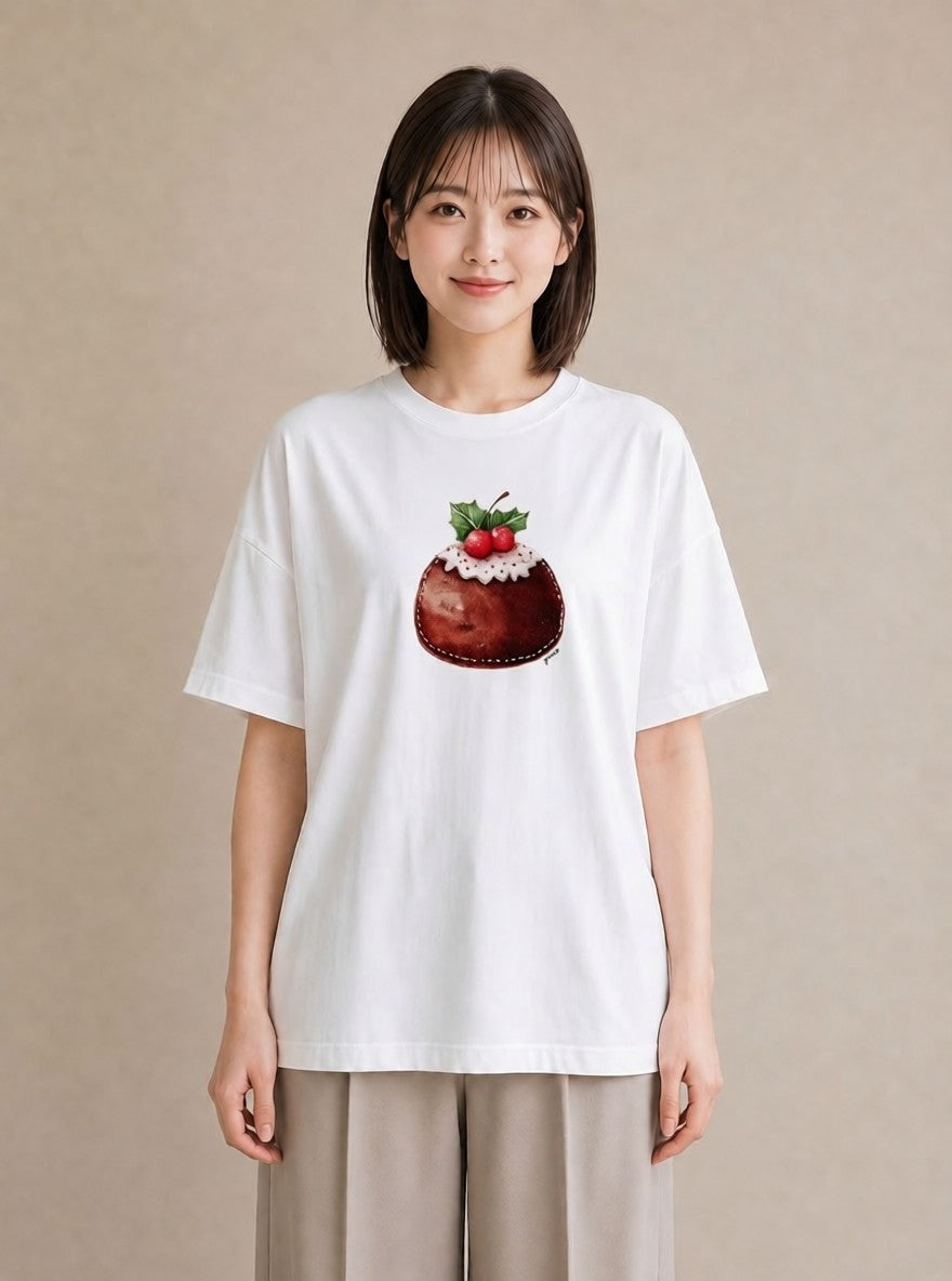 プリントTシャツ レディース プリン 食べ物 フード イラスト シンプル 公園 ママ 白T YMAZO