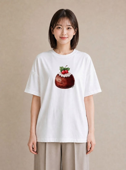 プリントTシャツ レディース プリン 食べ物 フード イラスト シンプル 公園 ママ 白T YMAZO
