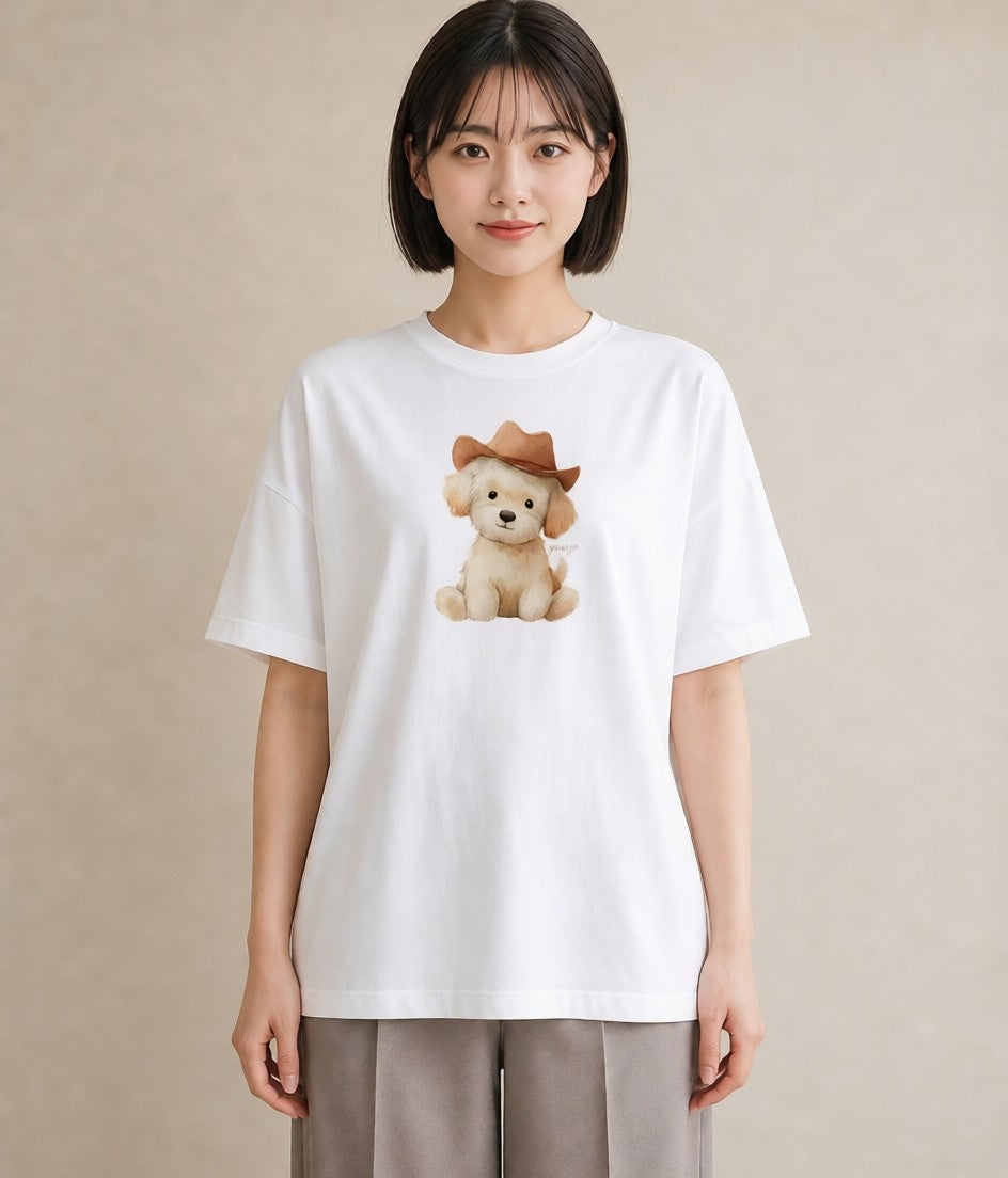 グラフィックTシャツ レディース わんちゃん 犬 いぬ イラスト 休日コーデ 誕生日プレゼント 綿100 白T YMAZO