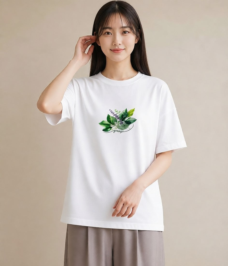 半袖Tシャツ レディース ハーブティー 食べ物 フード イラスト ニュアンス 女子会 お揃い 白T YMAZO