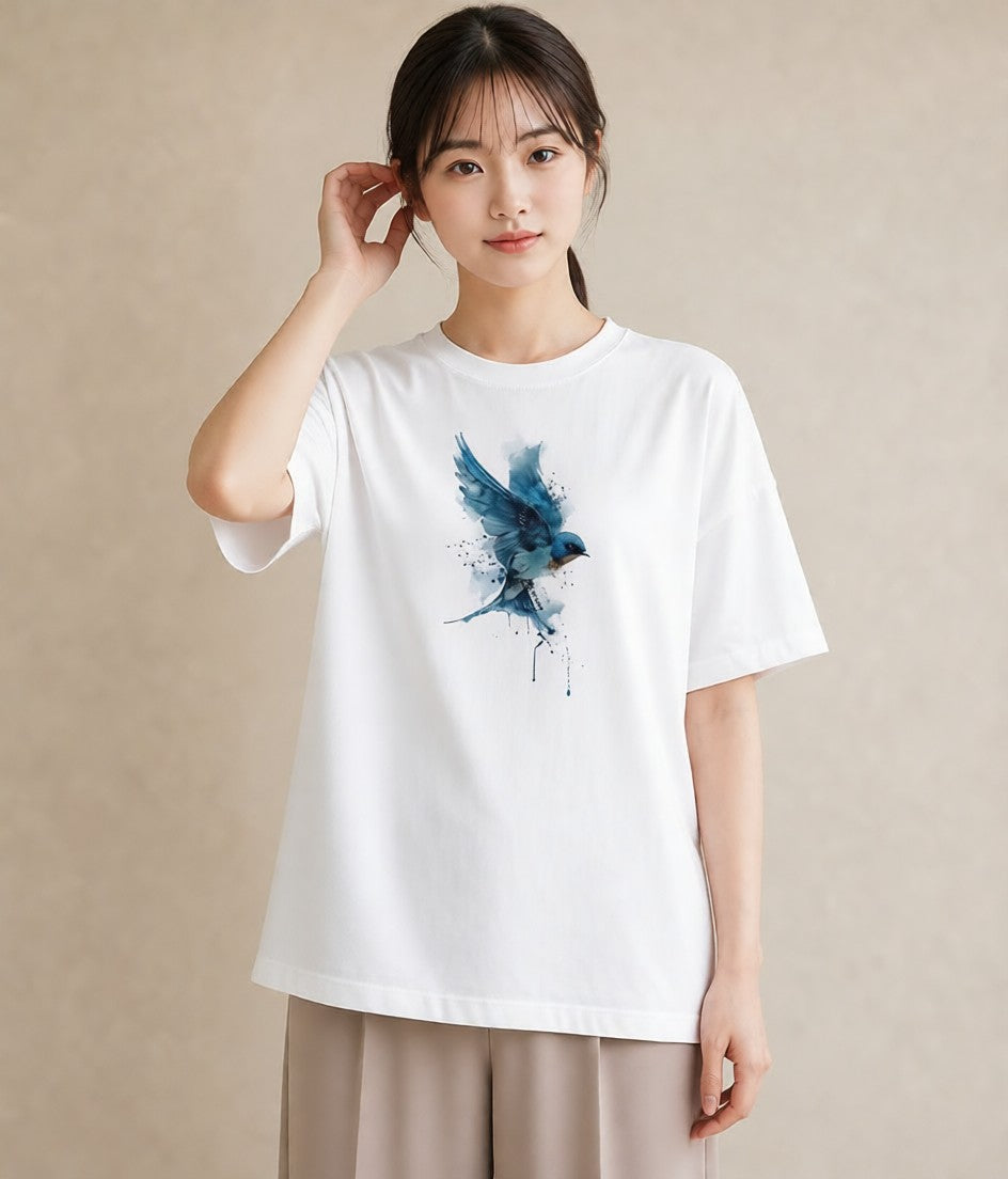 プリントTシャツ レディース セキセイインコ ペット 動物 イラスト ゆるコーデ 母娘コーデ 自分用 白T YMAZO