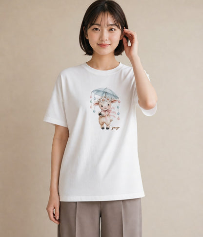 Tシャツ レディース アルパカ 動物 アニマル イラスト 旅行コーデ 自分用 ルームウェア 白T YMAZO