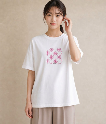 グラフィックTシャツ レディース 雪の結晶 星空 宇宙 イラスト フェミニン 女子会 お揃い 白T YMAZO