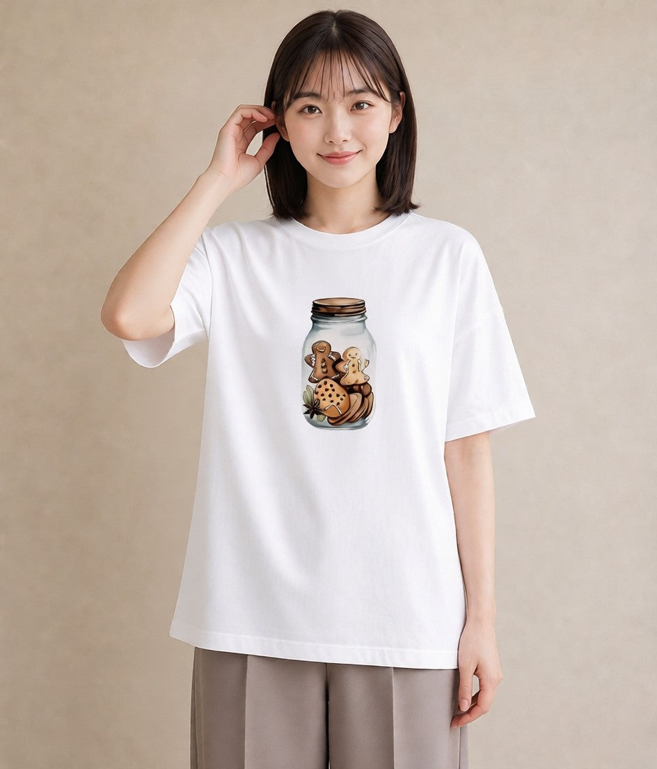 半袖Tシャツ レディース マカロン 食べ物 フード イラスト きれいめ 女性向けギフト 散歩 白T YMAZO