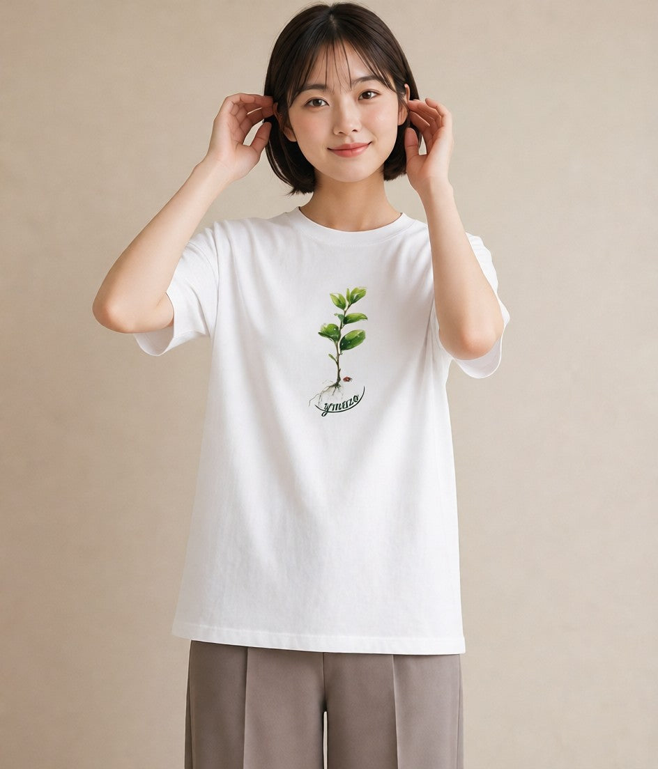 Tシャツ レディース てんとう虫 昆虫 虫 イラスト ボタニカル ルームウェア ギフト 白T YMAZO