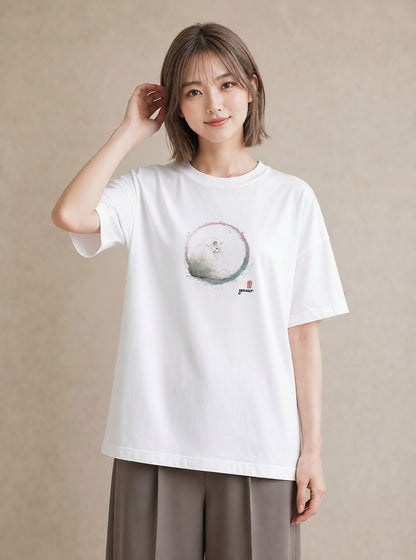 グラフィックTシャツ レディース ペルシャ 猫 ねこ イラスト 淡色 在宅 公園 白T YMAZO
