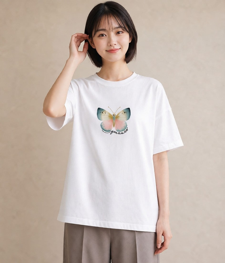 グラフィックTシャツ レディース ホタル 昆虫 虫 イラスト ユニーク 海 カフェ巡り 白T YMAZO