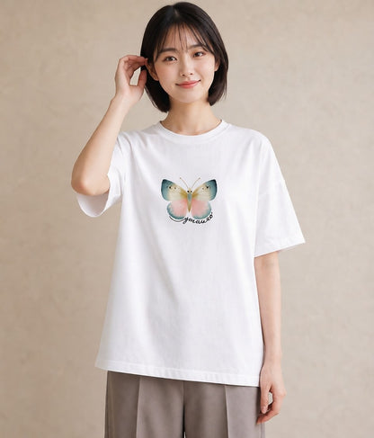 グラフィックTシャツ レディース ホタル 昆虫 虫 イラスト ユニーク 海 カフェ巡り 白T YMAZO