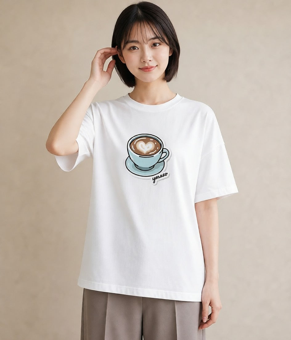 グラフィックTシャツ レディース カフェオレ 食べ物 フード イラスト ラフ 公園 ママ 白T YMAZO