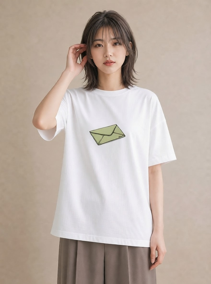 半袖Tシャツ レディース 封蝋 手紙 アンティーク ナチュラル イラスト ユニーク ホワイトデー 春服 白T YMAZO