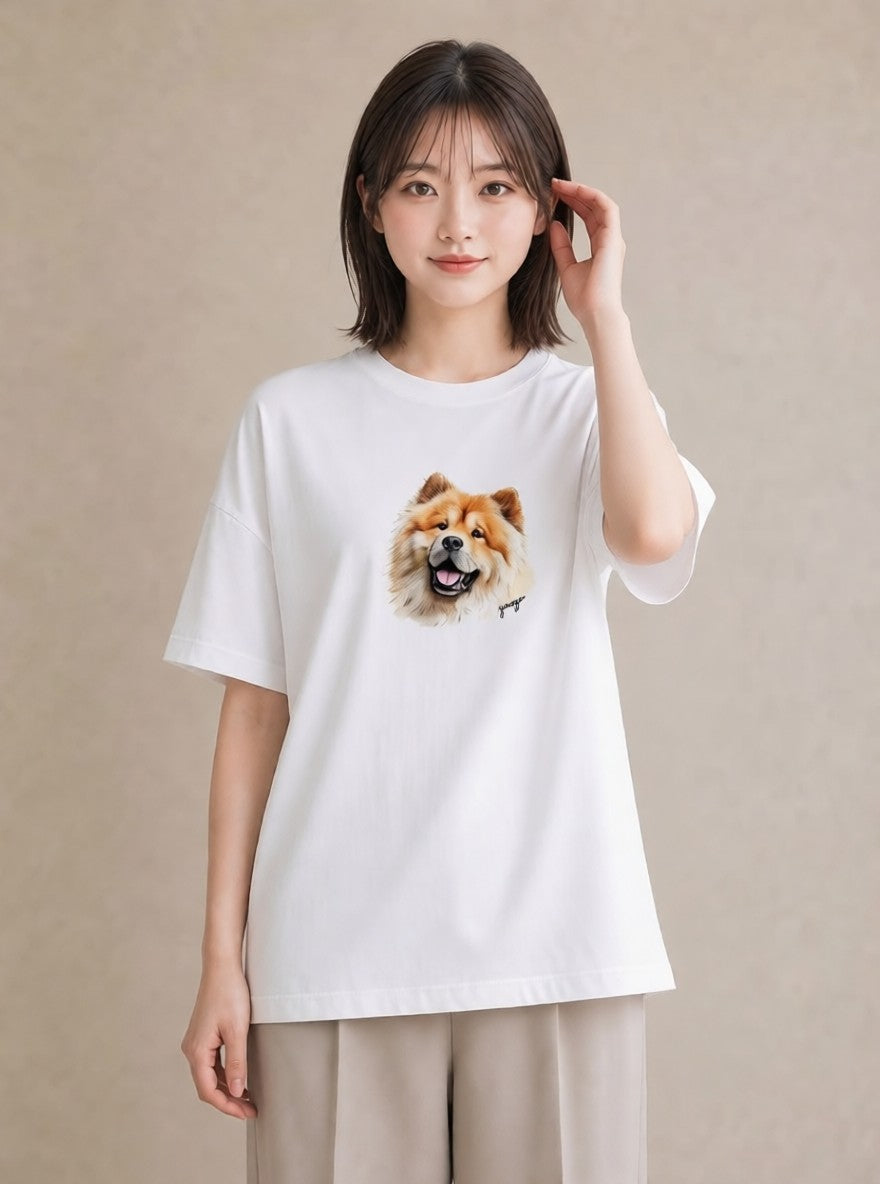 プリントTシャツ レディース 柴犬 しばいぬ 犬 いぬ イラスト こなれ感 散歩 お出かけ 白T YMAZO