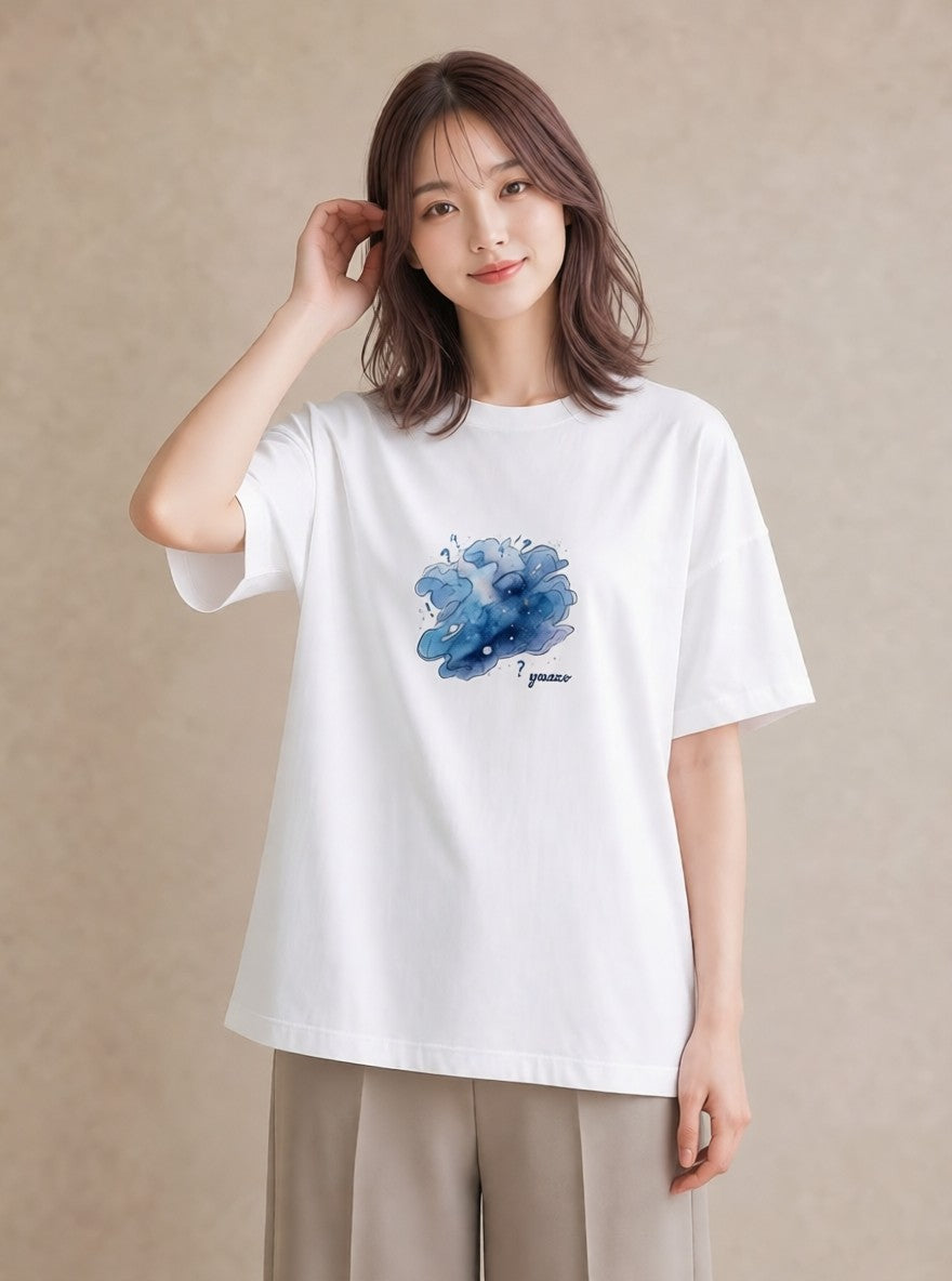 Tシャツ レディース 山羊座 星空 宇宙 イラスト お洒落 普段着 週末コーデ 白T YMAZO