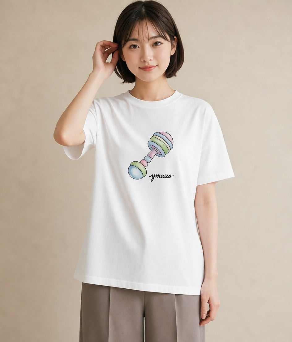 デザインTシャツ レディース 風鈴 ガラス 夏 ナチュラル アンティーク イラスト 通勤 在宅 白T YMAZO
