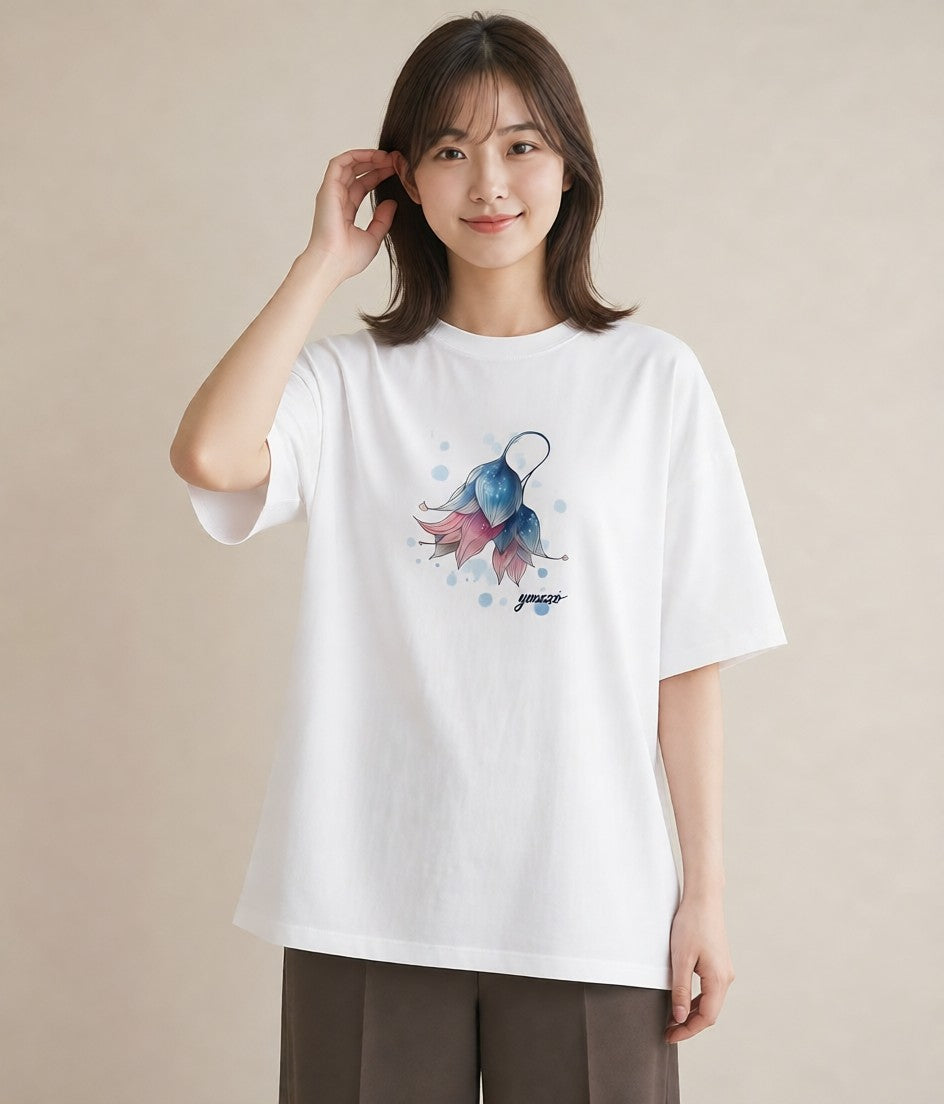 半袖Tシャツ レディース 水瓶座 星空 宇宙 イラスト 上品 おしゃれギフト 社会人 白T YMAZO