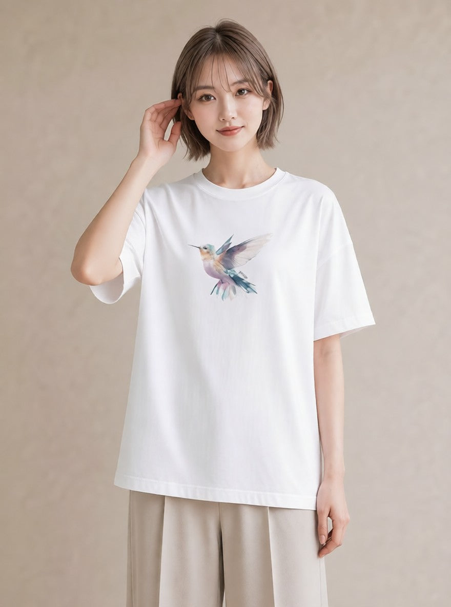 グラフィックTシャツ レディース インコ ペット 動物 イラスト 可愛い 海 カフェ巡り 白T YMAZO