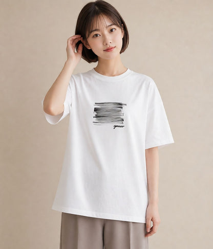 Tシャツ レディース 窓辺の雨 雨の日 窓 ナチュラル アンティーク イラスト きれいめ ビーチ デイリーウェア 白T YMAZO