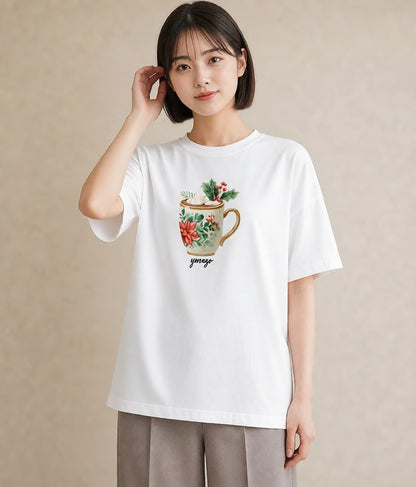 デザインTシャツ レディース エスプレッソ 食べ物 フード イラスト ポップ 自分用 ルームウェア 白T YMAZO