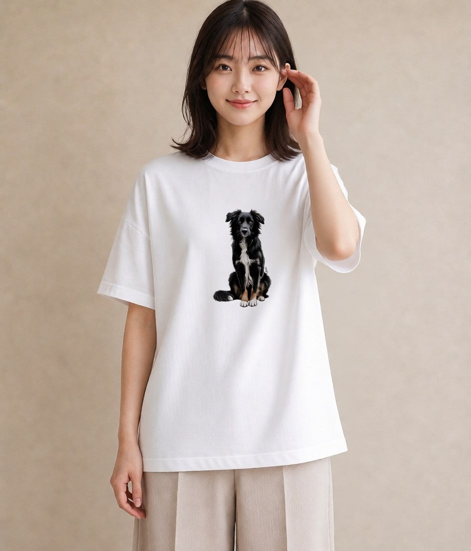プリントTシャツ レディース ミックス犬 犬 いぬ イラスト きれいめ ミセス 春コーデ 白T YMAZO