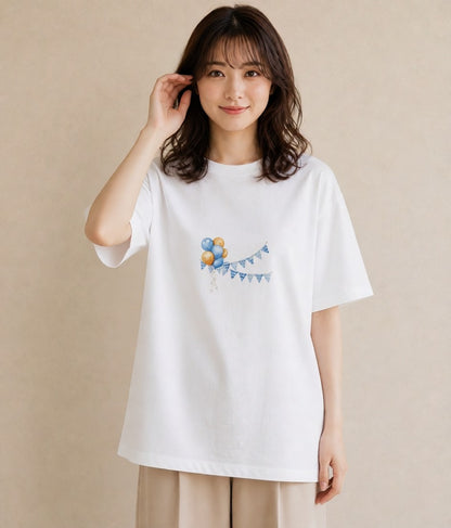 プリントTシャツ レディース 洗濯物 風 ナチュラル アンティーク イラスト シック 親子 20代 白T YMAZO