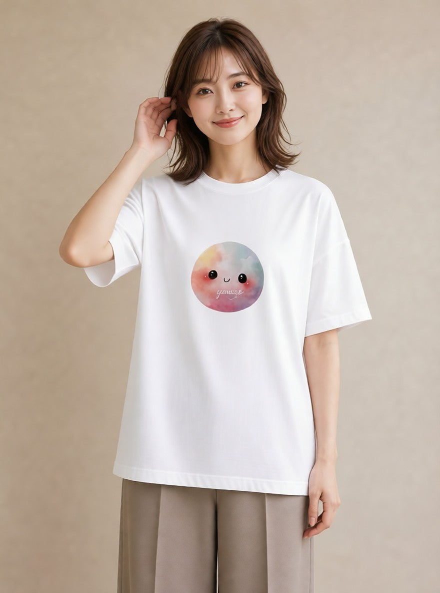 プリントTシャツ レディース 雲 星空 宇宙 イラスト 北欧風 週末コーデ 敬老の日 白T YMAZO