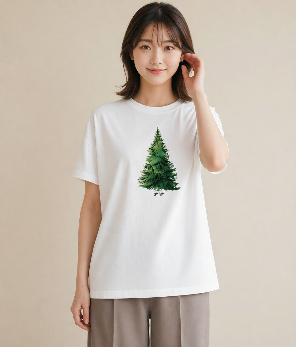 半袖Tシャツ レディース 木 植物 ボタニカル イラスト アート風 おしゃれギフト 社会人 白T YMAZO