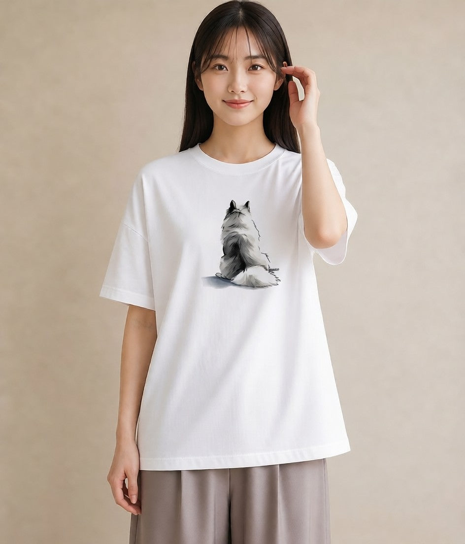 プリントTシャツ レディース サモエド 犬 いぬ イラスト 抜け感 社会人 女性 白T YMAZO