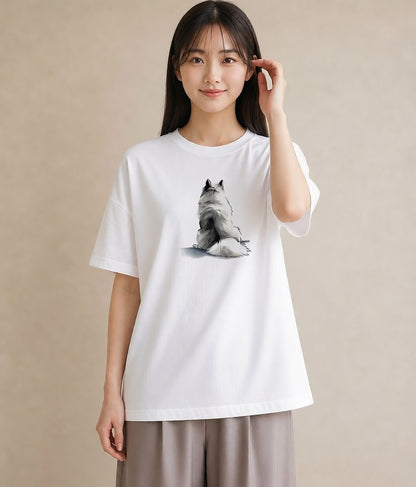 プリントTシャツ レディース サモエド 犬 いぬ イラスト 抜け感 社会人 女性 白T YMAZO