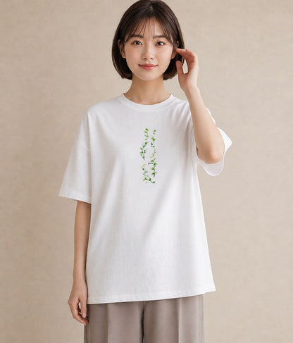 半袖Tシャツ レディース 夕暮れ バルコニー 夕焼け ナチュラル アンティーク イラスト 春服 ミセス 白T YMAZO