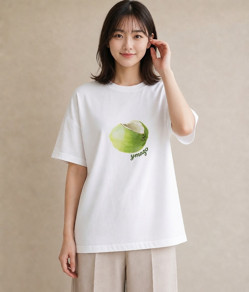 グラフィックTシャツ レディース おにぎり 食べ物 フード イラスト 韓国風 親子 20代 白T YMAZO