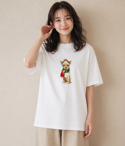グラフィックTシャツ レディース チワワ 犬 いぬ イラスト アート風 お出かけ 普段着 白T YMAZO