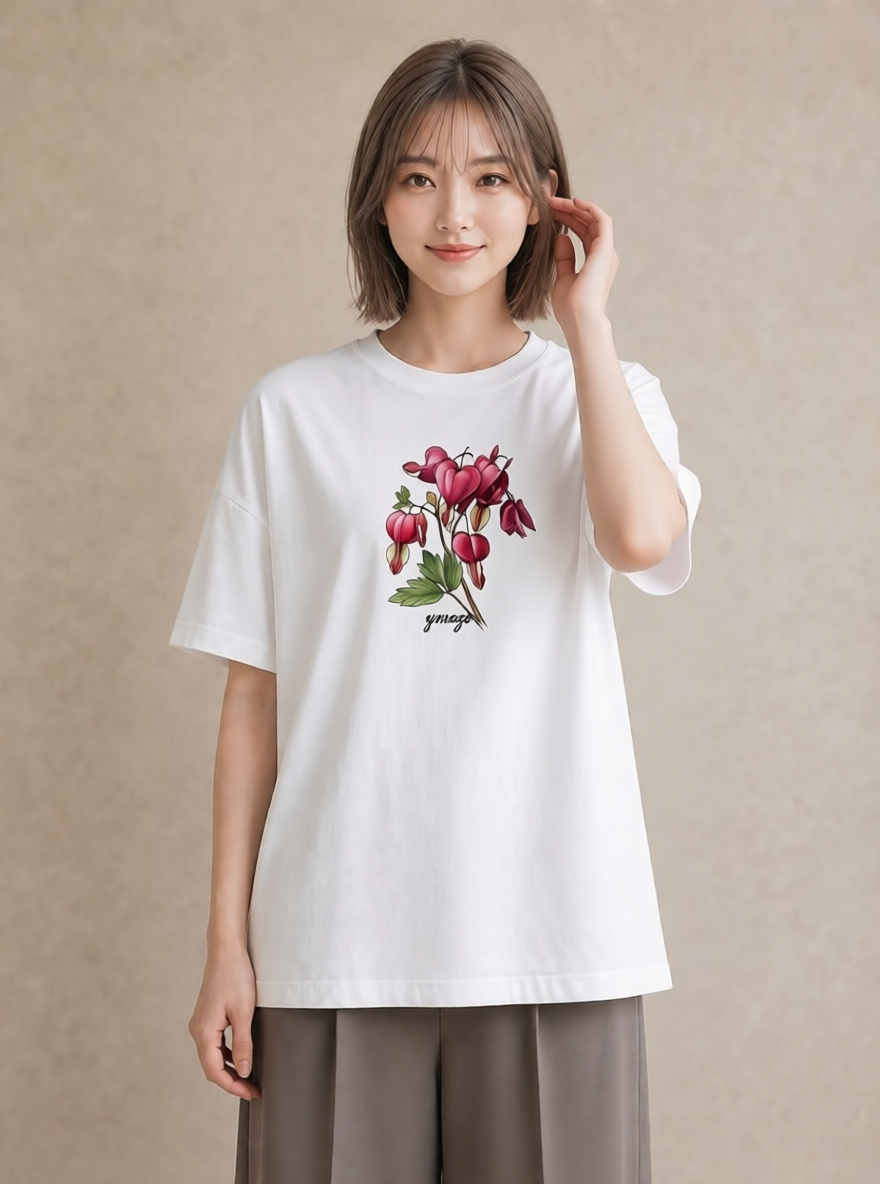 半袖Tシャツ レディース 彼岸花 花 花柄 イラスト 休日コーデ 女性向けギフト 散歩 白T