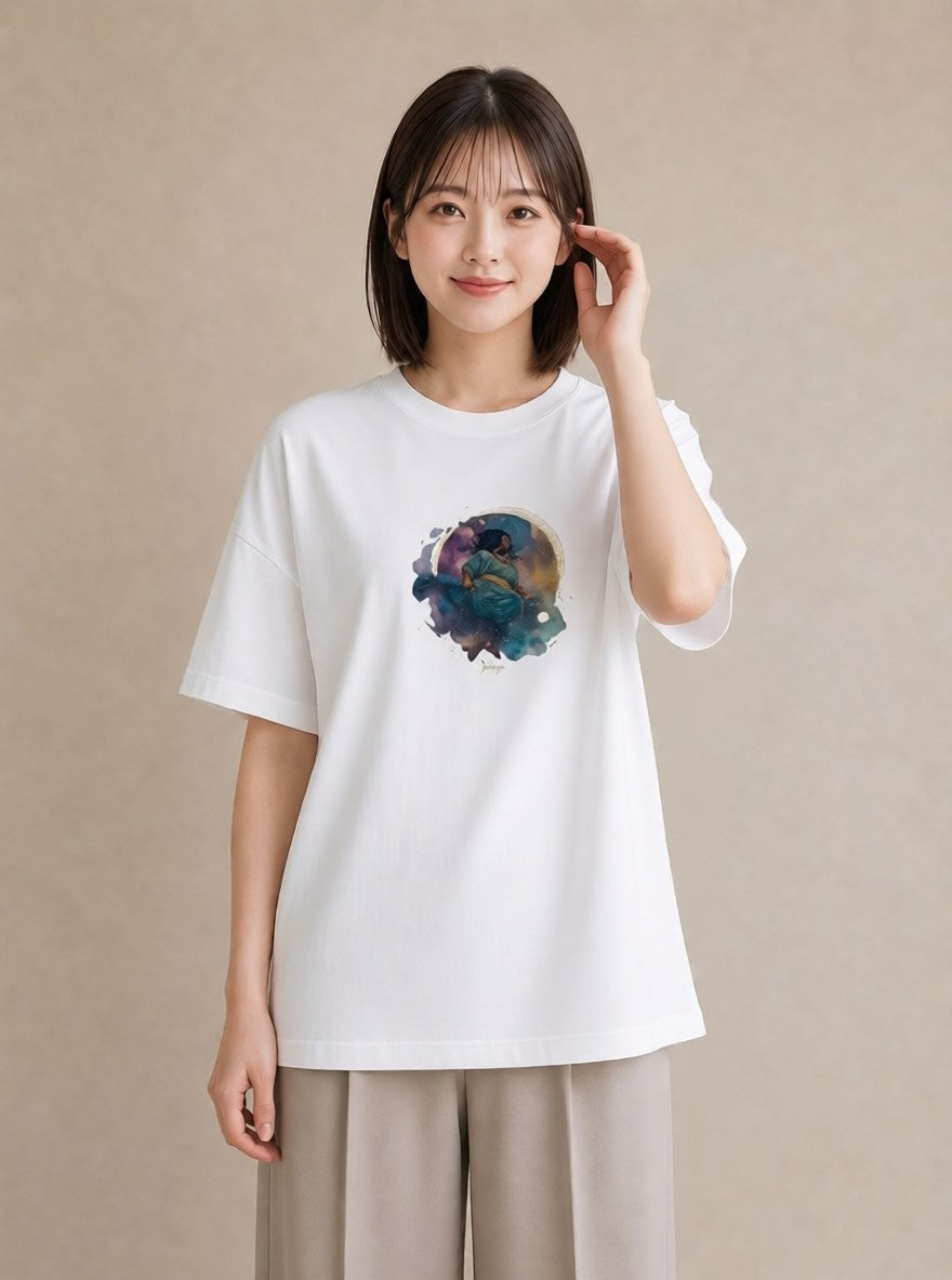 半袖Tシャツ レディース 蟹座 星空 宇宙 イラスト 個性的 敬老の日 ホワイトデー 白T YMAZO