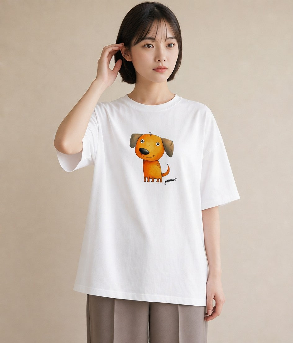 グラフィックTシャツ レディース 犬好き 犬 いぬ イラスト 秋コーデ おしゃれギフト 白T YMAZO