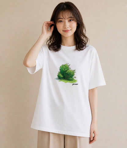 デザインTシャツ レディース 芝生 植物 ボタニカル イラスト 北欧風 部屋着 女性向けギフト 白T YMAZO