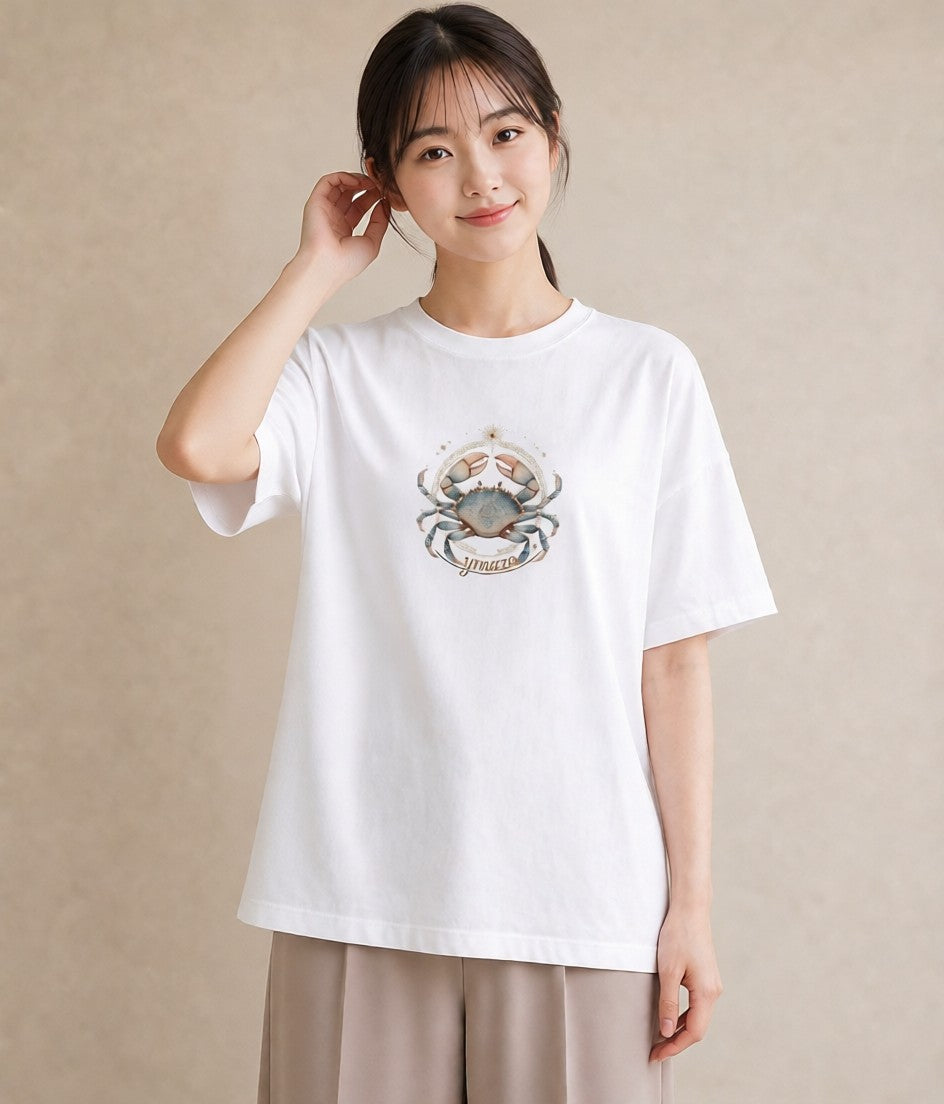 半袖Tシャツ レディース 蠍座 星空 宇宙 イラスト ゆるかわ 旅行 母娘コーデ 白T YMAZO