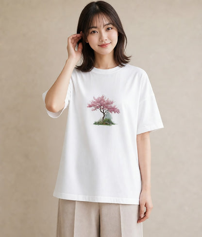 グラフィックTシャツ レディース 盆栽 植物 ボタニカル イラスト 旅行コーデ 部屋着 女性向けギフト 白T YMAZO