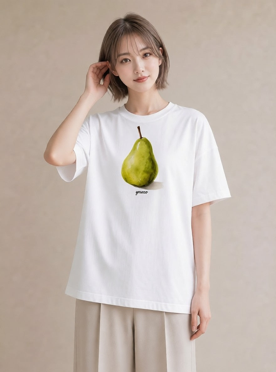 グラフィックTシャツ レディース アボカド 食べ物 フード イラスト シック 公園 ママ 白T YMAZO