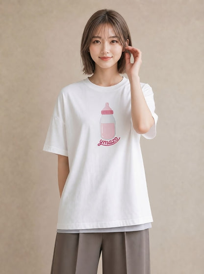 グラフィックTシャツ レディース ガラス瓶 小枝 ボタニカル ナチュラル アンティーク イラスト 女性 旅行用 白T YMAZO