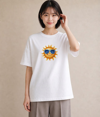 グラフィックTシャツ レディース 太陽 星空 宇宙 イラスト ガーリー 夏コーデ 通学 白T YMAZO